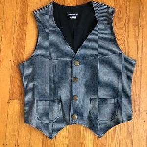 Nooworks striped denim western style vest.